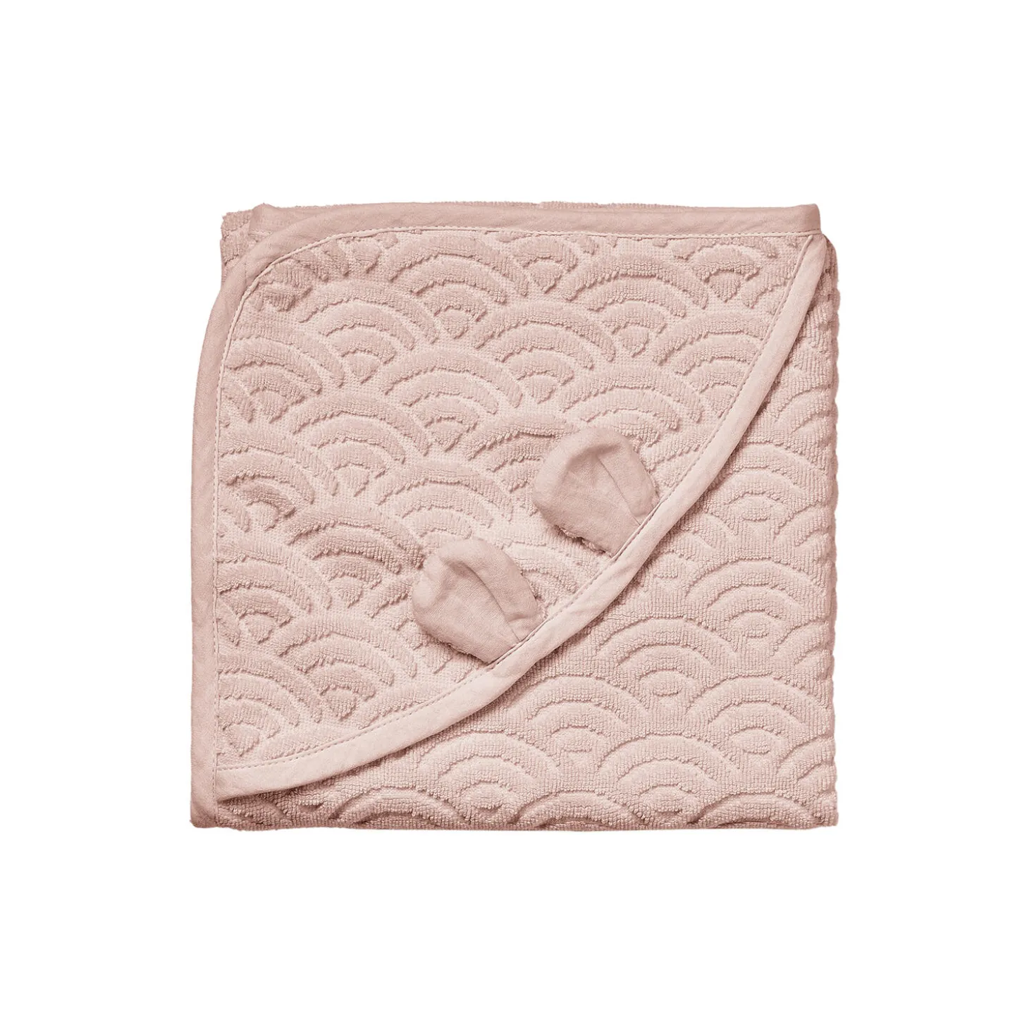 Baby håndklæde med hætte og ører, dusty rose
