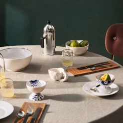 Blå Mega Riflet skål på fod 8 cm