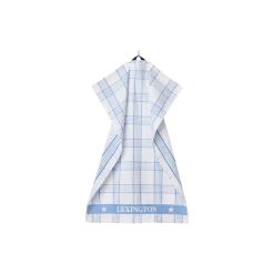 Checked Organic Cotton Terry Kitchen Towel, white/blue