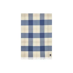 Checked Recycled Wool Throw, misty blue/beige/white