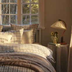 Cotton Flannel Pillowcase, misty blue/beige/white