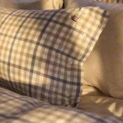 Cotton Flannel Pillowcase, misty blue/beige/white