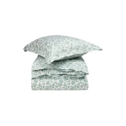 Flowers Cotton Sateen Bed Set, white/eucalyptus