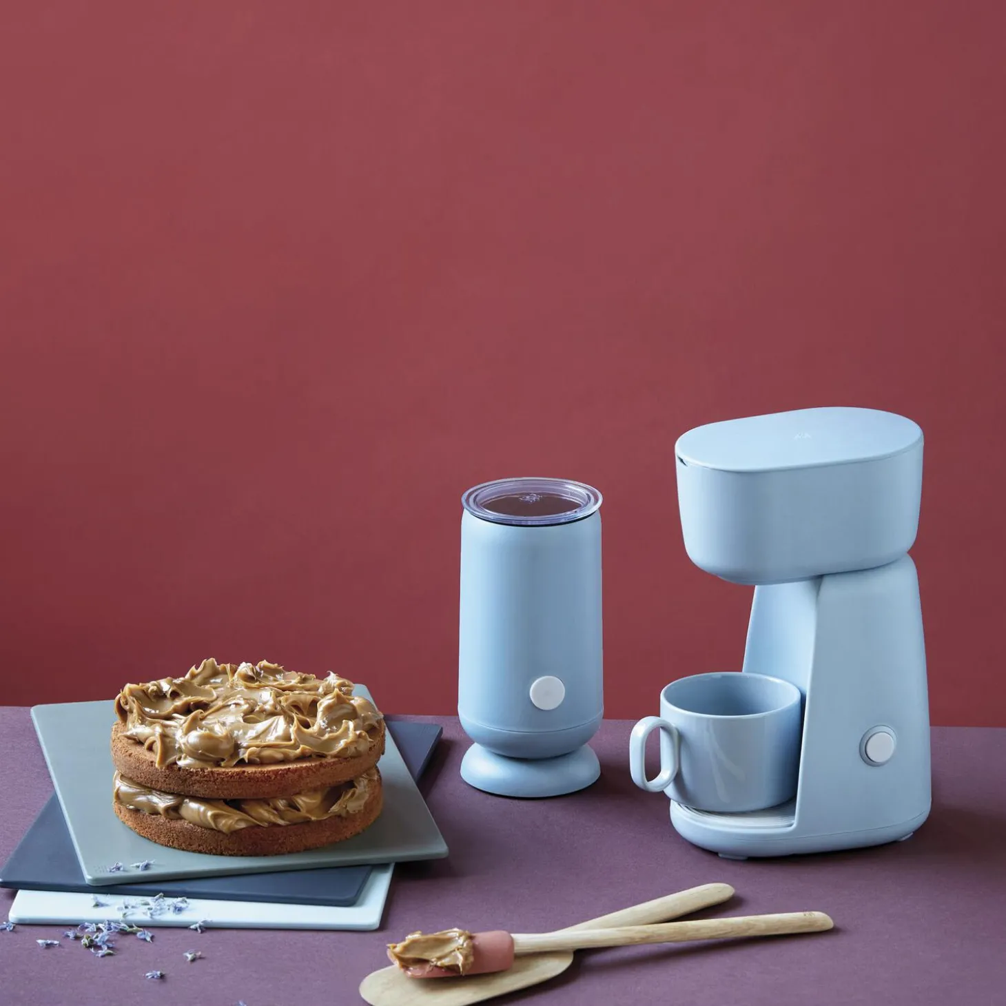 FOODIE elektrisk mælkeskummer, dusty blue