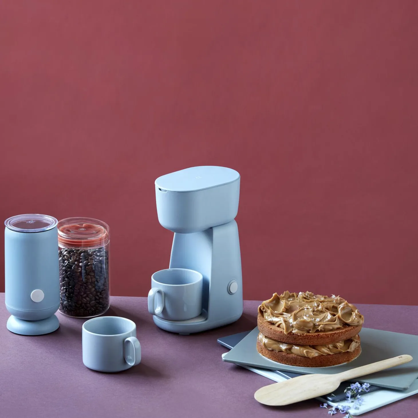 FOODIE elektrisk mælkeskummer, dusty blue