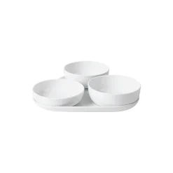 Hvid Riflet serveringssæt 4 dele