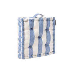 Indendørs/udendørs pude i økologisk bomuldslærred, blue/white