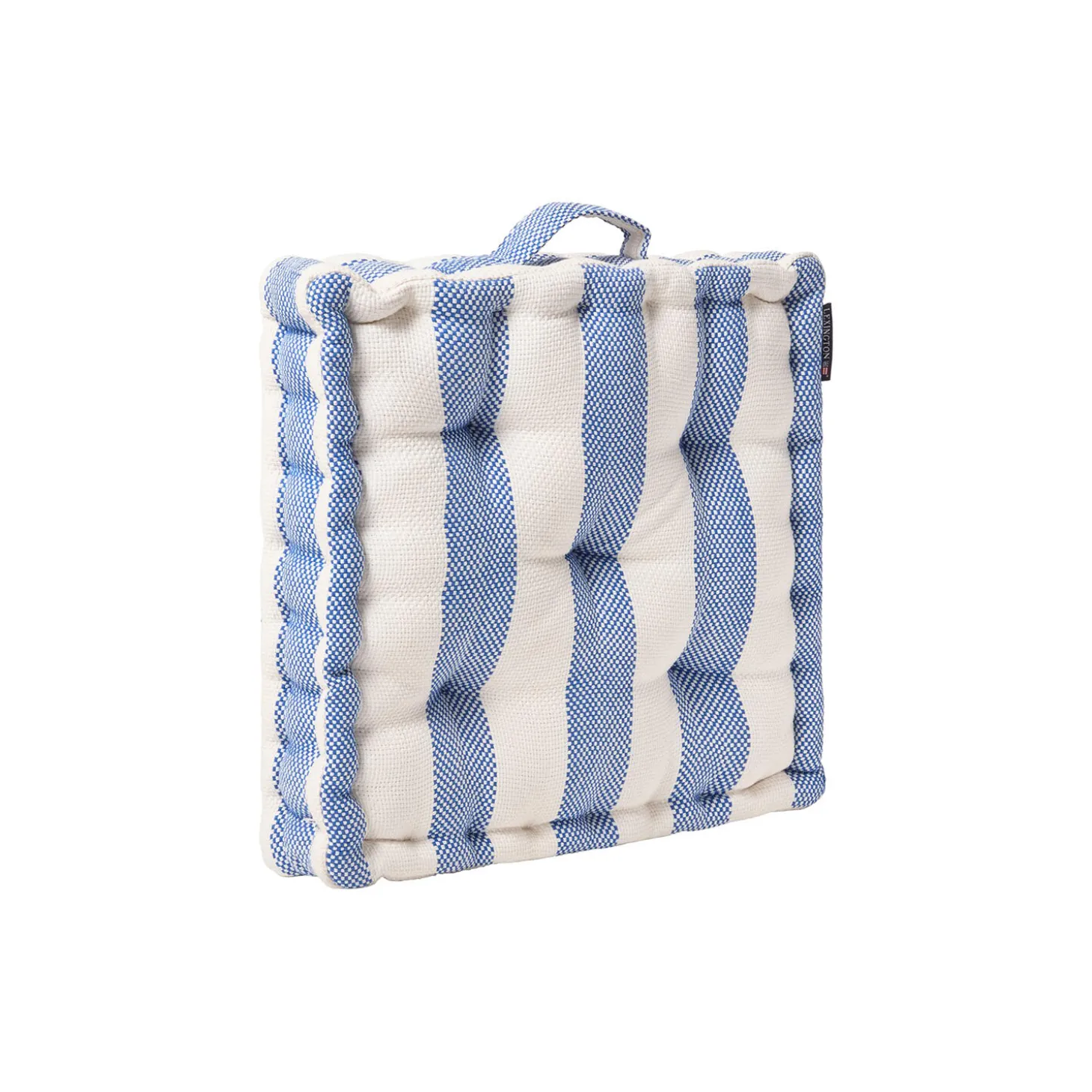 Indendørs/udendørs pude i økologisk bomuldslærred, blue/white