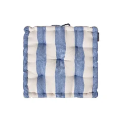 Indendørs/udendørs pude i økologisk bomuldslærred, blue/white