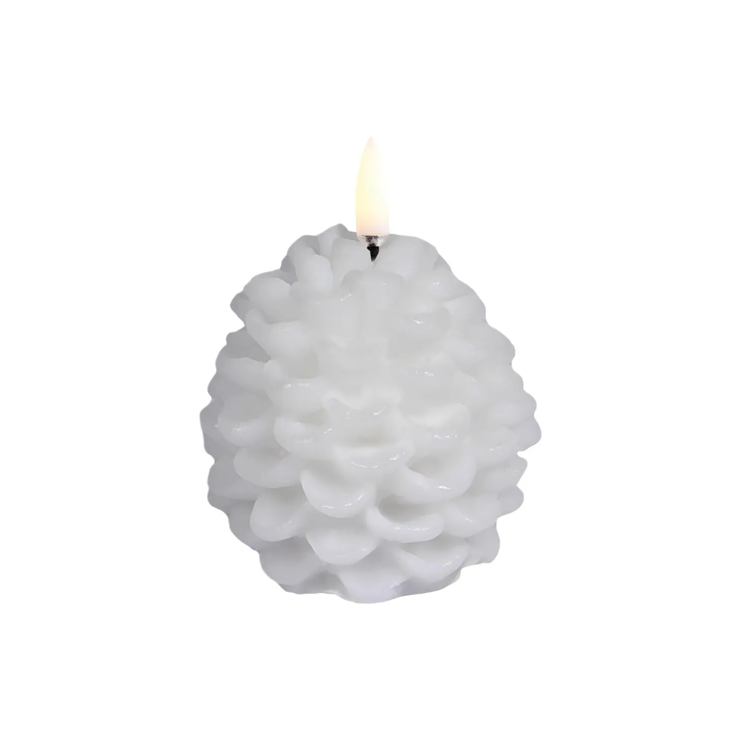 LED candle pine cone, nordic white