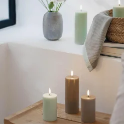 LED Pillar Candle 15 cm, sandstone