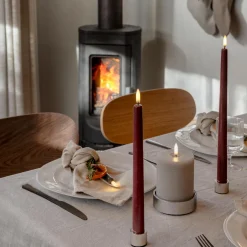 LED slim taper candle 2-pack, wine red