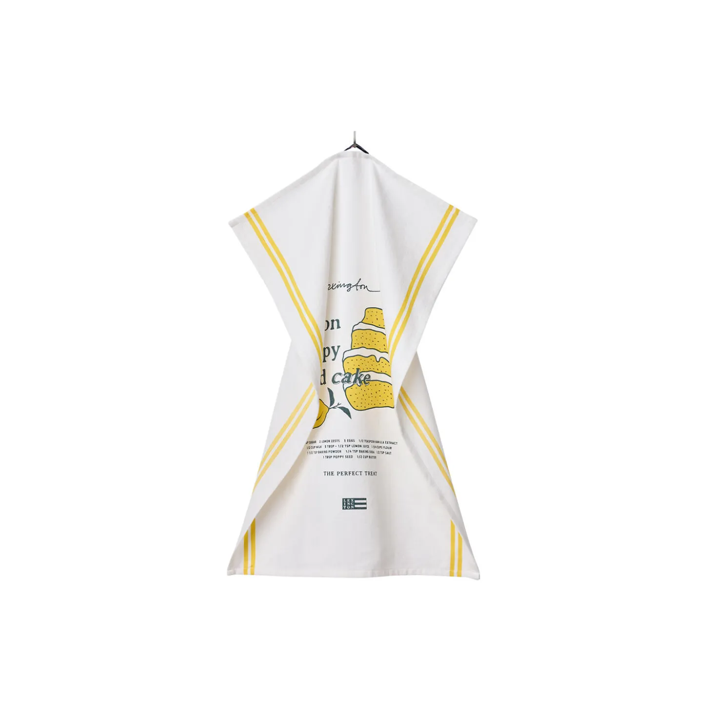 Lemon Poppy Organic Cotton Kitchen Towel, white/yellow