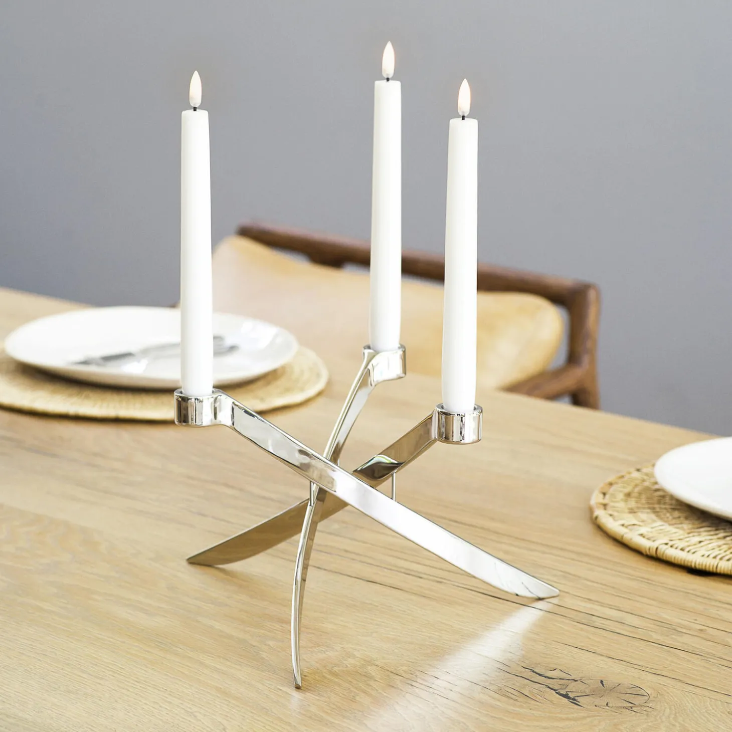 LightArch Standard Taper Candleholder 3 pcs, chrome