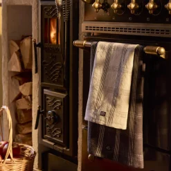 Linen/Cotton Kitchen Towel, white/black