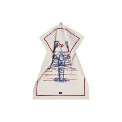 Lobster Rolls-viskestykke i økologisk bomuldstwill, white/red