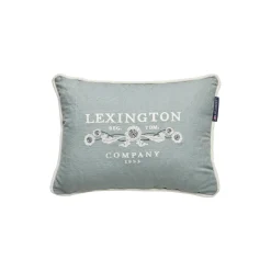 Logo Linen/Cotton Pillow, eucalyptus/white
