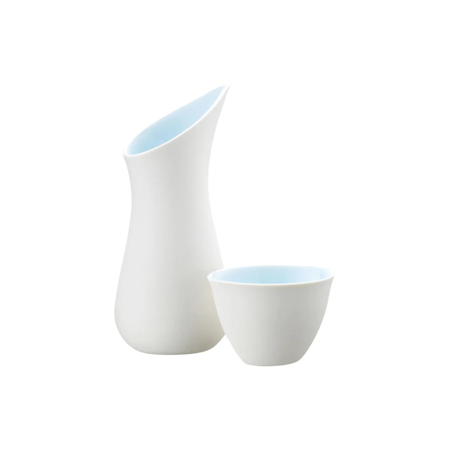Mælk/sukkersæt, hvid/isblå