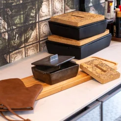 Rektangulært ovnfast fad med varmebrik