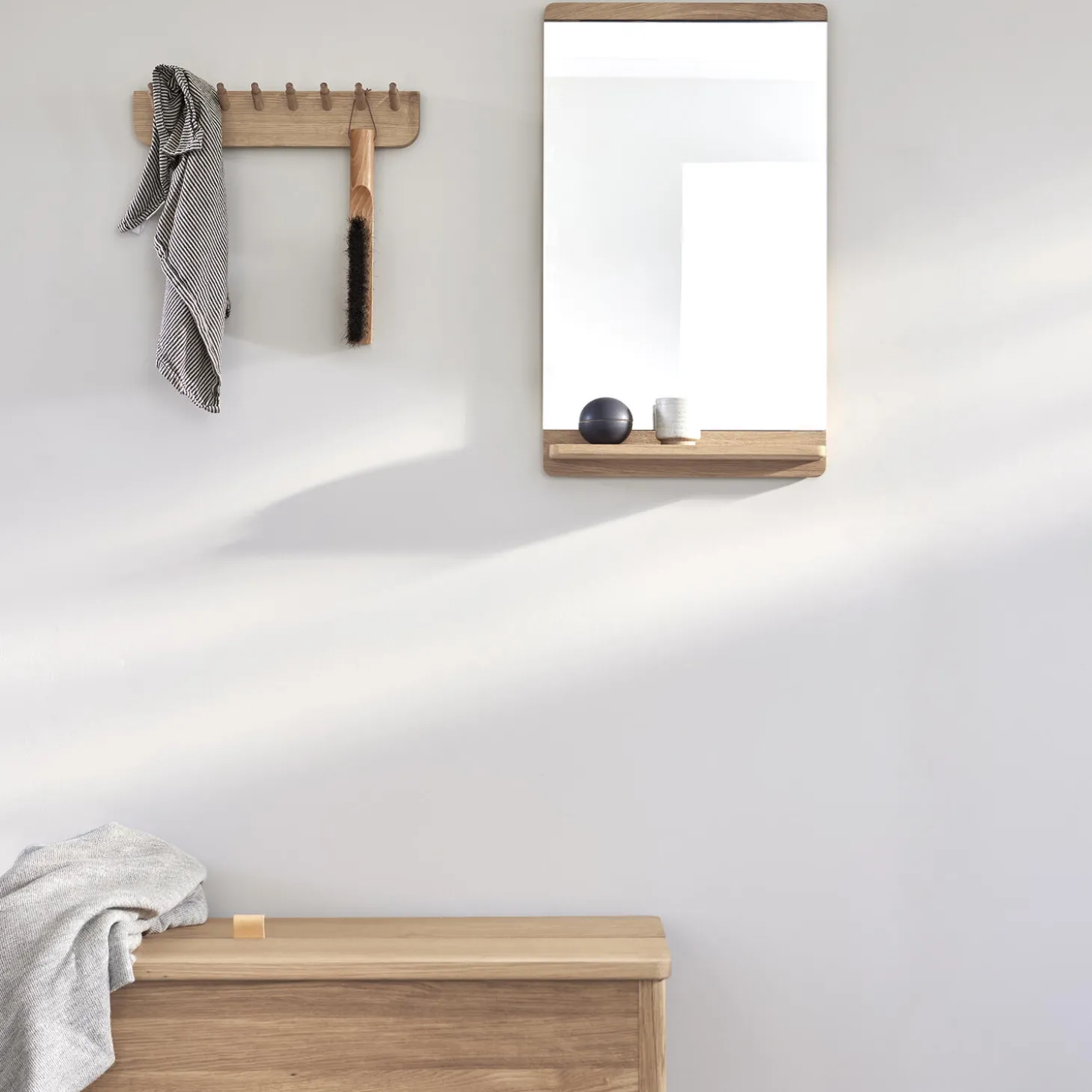 Rim Wall Mirror 68, white oiled oak