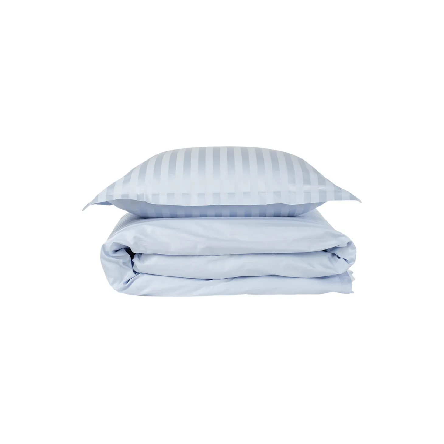 Satinvævet bred strib sengetøj, lyseblå