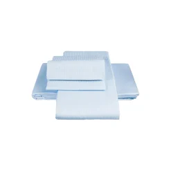 Satinvævet smal strib juniordynebetræk, lys blå