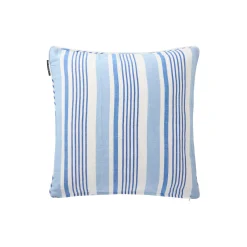 Stribet pudebetræk i hør og bomuld, blue/sea blue
