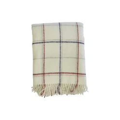 Tartan plaid, off-white/red stripe