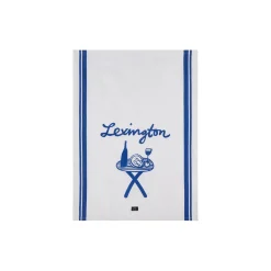 Viskestykke i økologisk bomuldstwill med print, white/blue