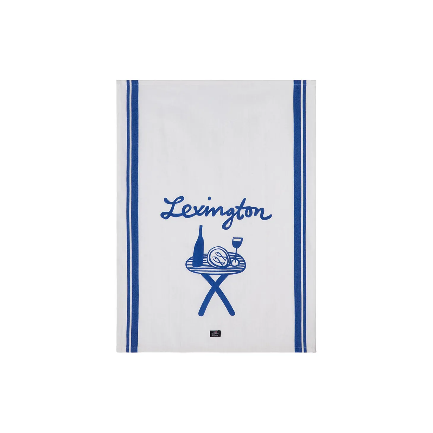 Viskestykke i økologisk bomuldstwill med print, white/blue