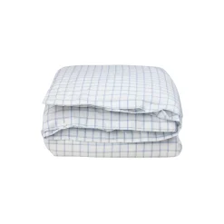 White/Blue Check Lyocell/Cotton Oxford Bed Set, white/blue
