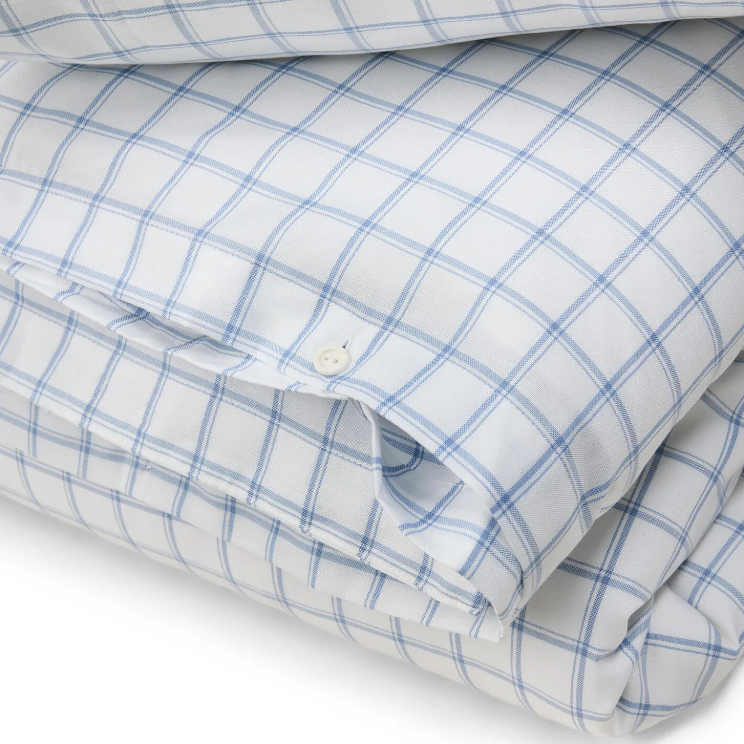 White/Blue Check Lyocell/Cotton Oxford Bed Set, white/blue
