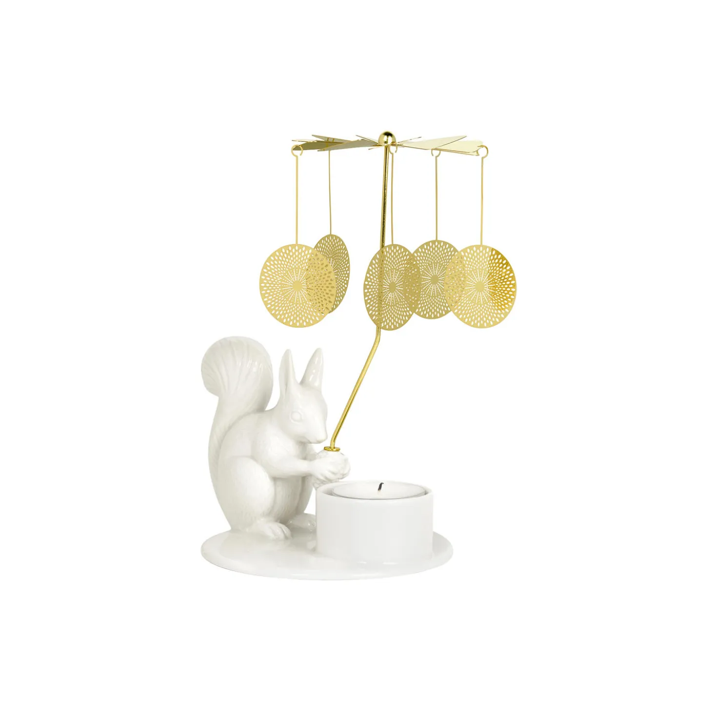 Winter Stories Squirell With Angel Chime fyrfadsstage